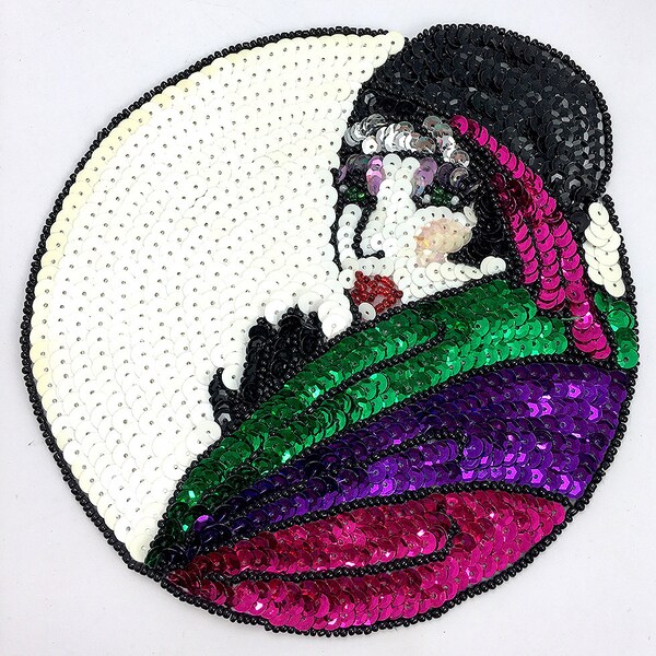 Choice of Size Vintage 20's Diva Lady Entertainer with Multi-Color Sequins and Beads  6.5" or 9"