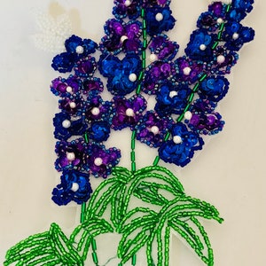 Choice of Style Blue bonnet Flower Applique Sequin Beaded