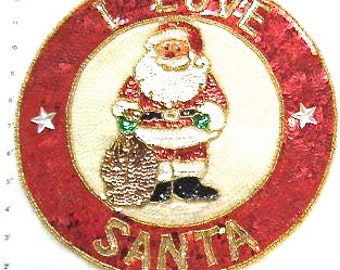 I Love Santa Sequin and Beaded Patch 12" - JJX812-Box35