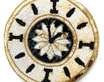 Clock Applique, Sequin Beaded, 7.5"