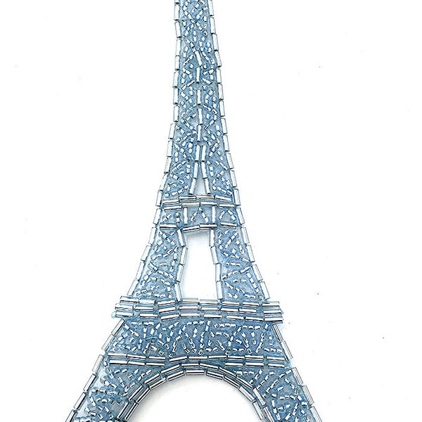 Choice of Color Eiffel Tower Appliqué, All Beads, 6.25" x 3"