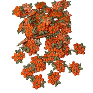 Flower Embroidered Orange, 50 Count Pack .5" x .5"