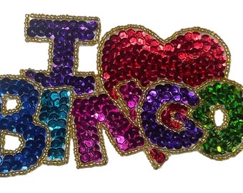 I Love Bingo Multi Colored Applique 3" x 5"