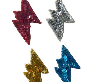 Choice of Color Lightning Bolt with Laser Sequins and Beads 2.25" X 2"