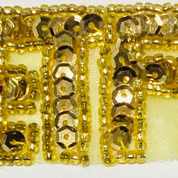 GET FIT, The Phrase, in Gold sequins and Gold bead Trim 1" x 3"