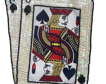Jack Ace Playing Cards Sequin Beaded with Embroidered Center 6" x 8"