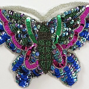 Choice of Color Butterfly Applique, Multi-Color Sequins and Beads 10" x 5"