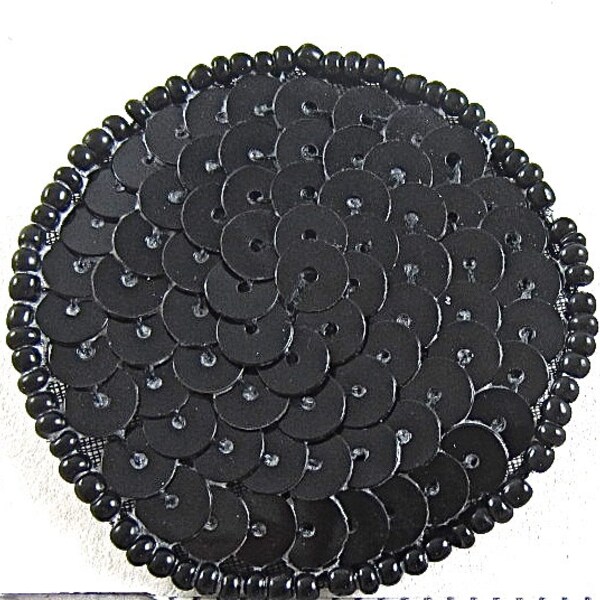 Black Beaded Applique Etsy