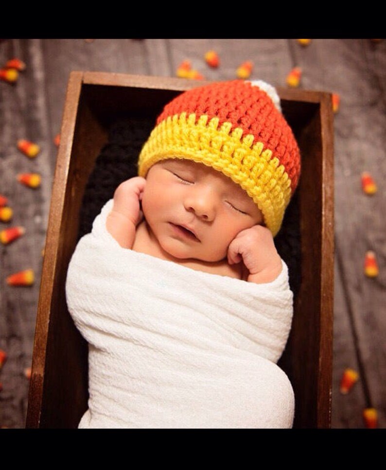 Baby Candy Corn Hat Newborn Fall Photo Shoot Baby Halloween | Etsy