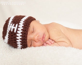 Baby Football Hat, Handmade Crochet Football Hat, Newborn Flower Football Hat, Child Football Hat
