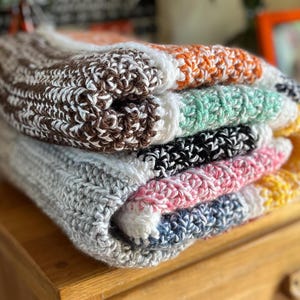 Handmade Chunky Crochet Throw Blanket: Multi-Color Acrylic Yarn