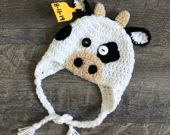 Baby Girl Crochet Cow Hat Newborn 