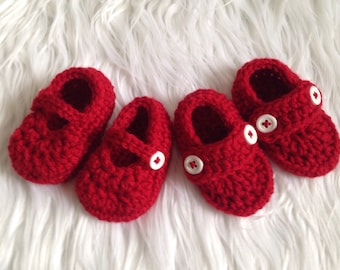 Baby Girl Newborn Shoes, Red Baby Booties, Crochet Red Shoes, Handmade Crochet Booties, Baby Girl Shoes, Baby boy shoes, Christmas Outfit