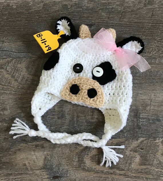 Baby Girl Crochet Cow Hat Newborn 