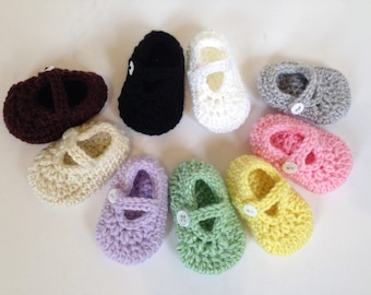 Crochet Baby Shoes, Newborn Booties, Baby Girl Shoes, Mary Jane Shoes, Newborn Mary Janes, Purple Booties, Pink Booties, Preemie booties