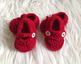 Preemie Christmas Shoes, Red Baby Booties, Crochet Red Shoes, Handmade Crochet, Baby Girl Shoes, Baby boy shoes, Christmas Outfit