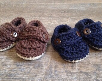 Crochet Baby Loafers, Newborn Crochet Loafers, Newborn Booties, Baby Boy Boat Shoes, Newborn Boy Shoes