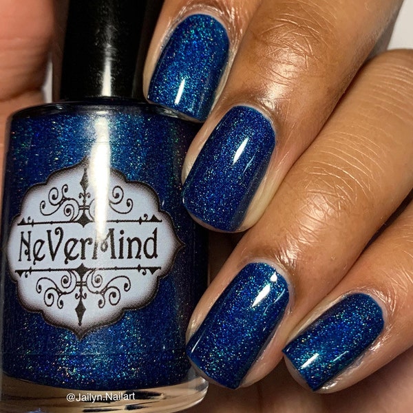 Dark Blue Holographic Nail Polish - Navy Holo - Pluviophilia