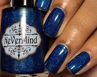 Dark Blue Holographic Nail Polish - Navy Holo - Pluviophilia