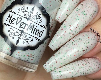 Christmas Cookies - White Crelly with Red & Green Holographic Micro Glitter Nail Polish - Holiday - Christmas Cookies
