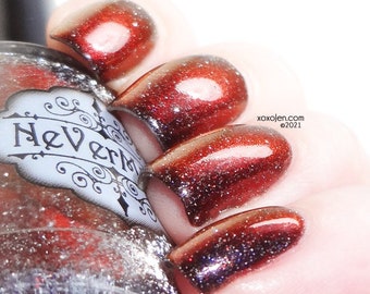 Black to Red Chameleon Reflective Nail Polish - NeVerMind Polish - Spice