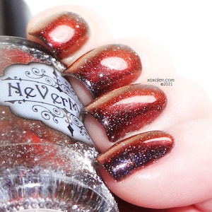 Black to Red Chameleon Reflective Nail Polish - NeVerMind Polish - Spice