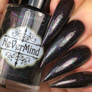 Black Holographic Nail Polish with Multichrome Flakes | Holo - Gutter Glitter