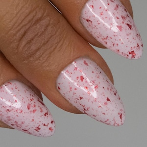 Red Shimmer with Metallic Flakes - NeVerMind Apothecary Nail Polish - Oleander