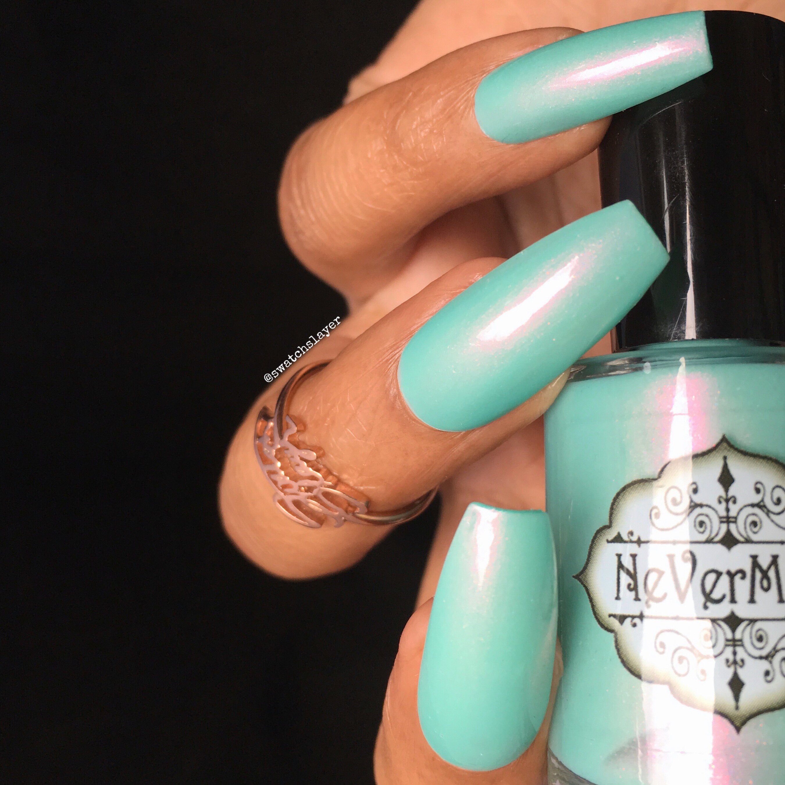 Pastel Mint Green With A Red Pink Shimmer Nail Polish Etsy Pastel Mint Green With A Red Pink Shimmer Nail Polish Etsy