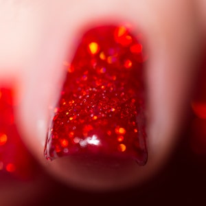 Red Holographic Glitter Nail Polish - Crimson Blood Ruby Holo - Cuprite
