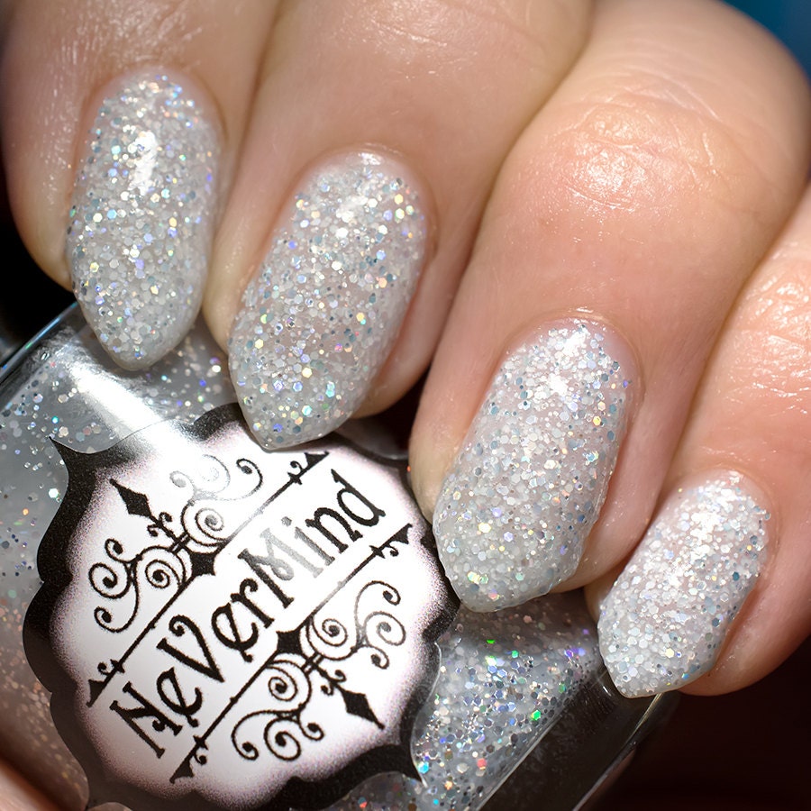 White Holo Glitter Nail Polish Silver Holographic - Etsy White Holo Glitter Nail Polish Silver Holographic - Etsy