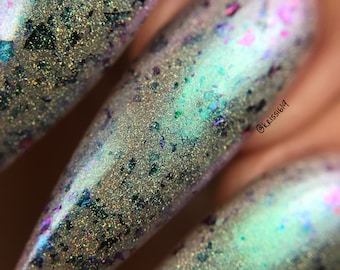 Green, Blue, Purple, Color-Shift Aura Holographic with Multichrome Flakies - Basilisk's Bite