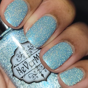 Pastel Blue Reflective Nail Polish - NeVerMind Apthecary Polish - Sugared Pastries - Blueberry Tart