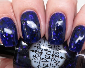 Purple Jelly Nail Polish with Purple and Black flakes - Murder of Crows - NeVerMind Polish