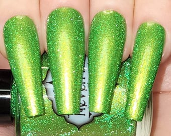Vibrant Reflective Green Apple  - NeVerMind Apothecary Nail Polish - D&D Themed - Poison??