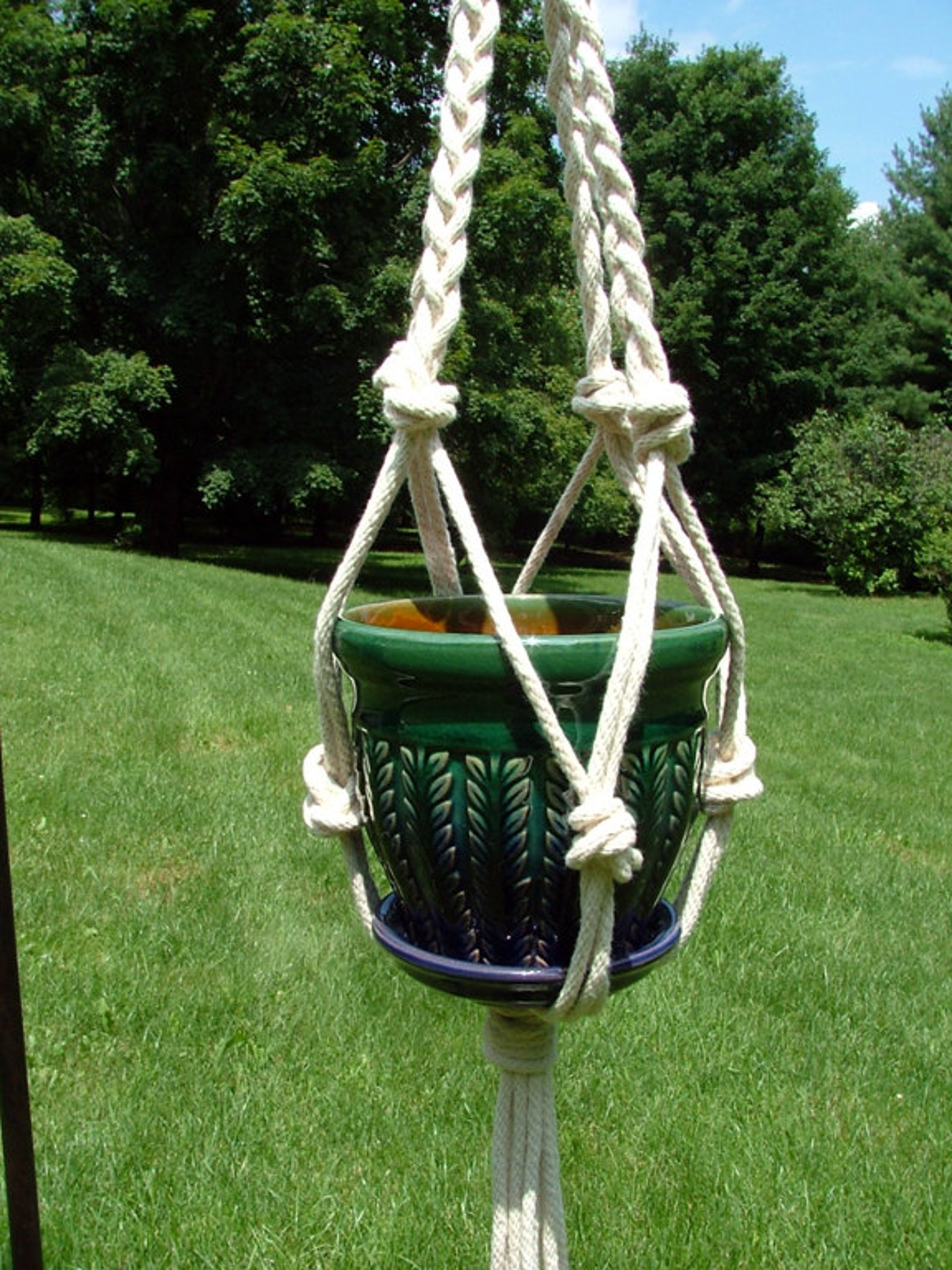 Indoor/ Outdoor Plant Hanger Handmade Macrame Plant Hanger Etsy