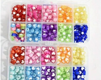 440pcs set of Acrylic heart and star shaped Beads 8-9mm