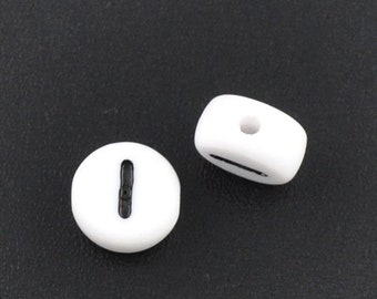 50x7mm Individual Number Beads White/black Acrylic Flat Round Individual Number 0-9