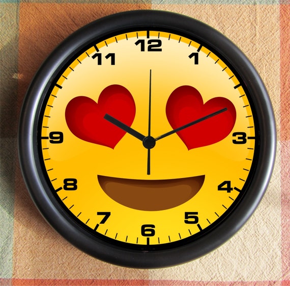 Emoji SUNGLASSES Smile and Love Emoji Back to School BIG Full 10 inch black wall clock  Ships Tomorrow