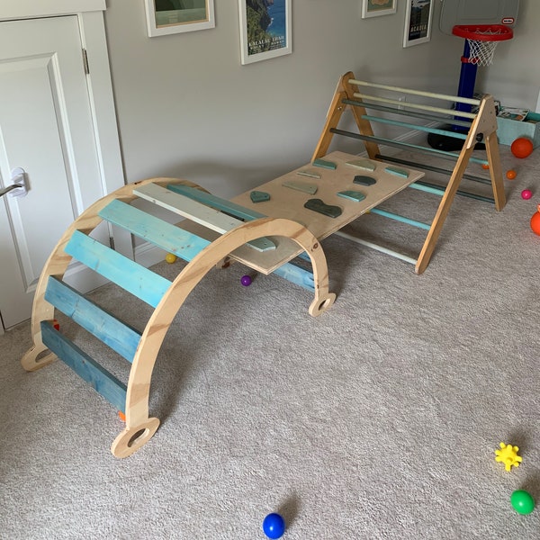 Climbing Triangle + Climbing Arch Montessori toddler climbers  with ramp Woodworking PDF Plans Printable BUNDLE