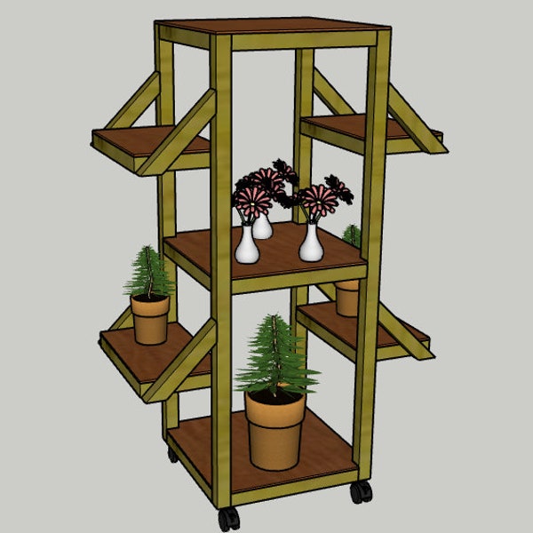 Outdoor rolling plant stand - Printable PDF Woodworking Plans