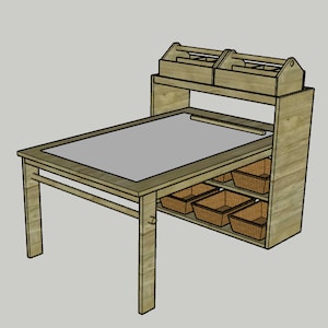 DIY Kid's Arts and Crafts Table with Art Supply Caddy - WOODWORKING PLANS