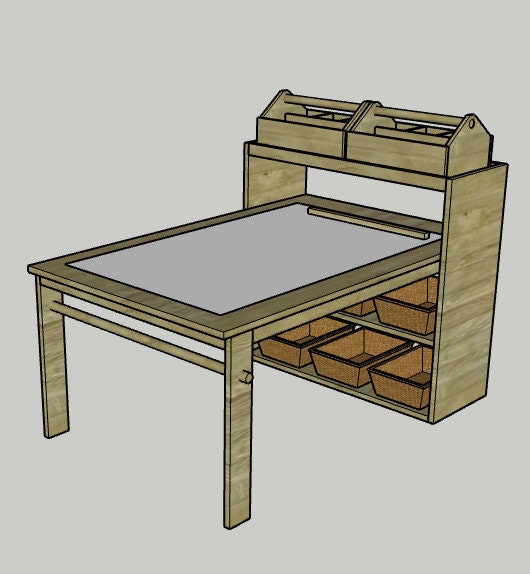DIY Kid's Arts and Crafts Table with Art Supply Caddy - WOODWORKING PLANS