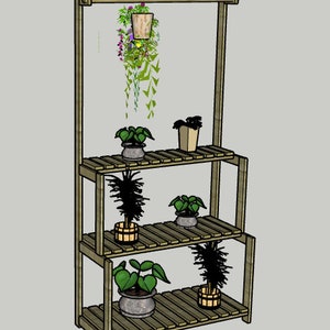 Plant stand with hanging bar PDF Woodworking Plans Printable