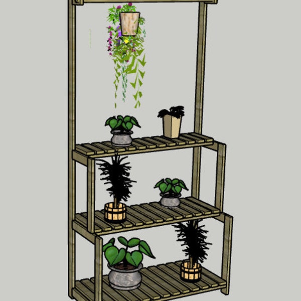 Plant stand with hanging bar PDF Woodworking Plans Printable