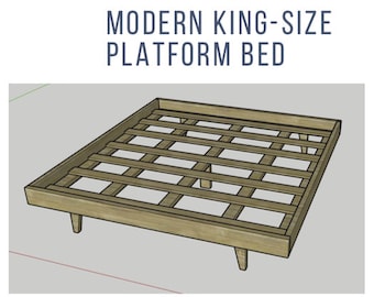 KING SIZED Modern Platform Bed Printable PDF Woodworking Plans Printable