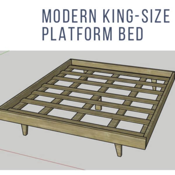 KING SIZED Modern Platform Bed Printable PDF Woodworking Plans Printable