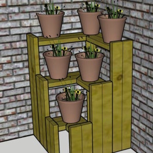 3 Tiered Corner Plant Stand - Printable PDF Woodworking Plans