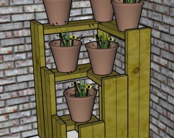 3 Tiered Corner Plant Stand - Printable PDF Woodworking Plans