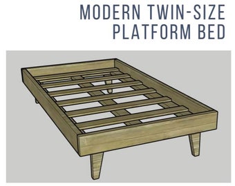 TWIN SIZED Modern Platform Bed Printable PDF Woodworking Plans Printable